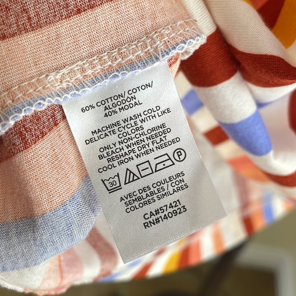 LOFT OUTLET Stripe Top, Flutter Sleeves, Scoop Neck, Size M NWOT - Picture 5 of 8